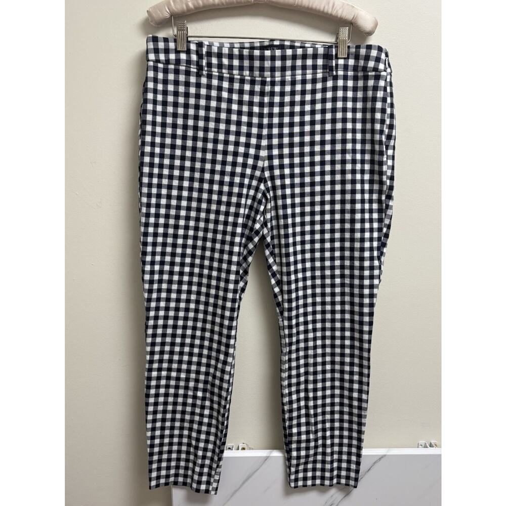 Sz12 J.Crew Winnie Ankle Pants Stretch Cotton Navy Plaid Gingham